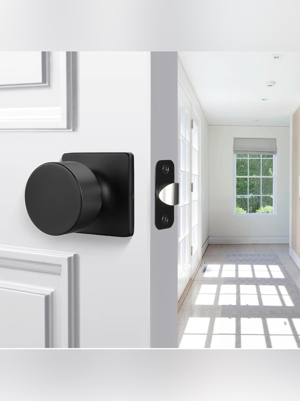 Set of 6 Goldenwarm Matte Black Closet Door Knobs, Passage Door Knobs